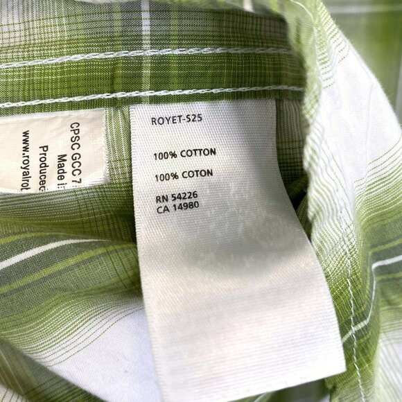 Royal Robbins Shirt Mens Large Green Plaid Check Short Sleeve Outdoor Gorpcore - Picture 5 of 5